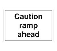 V Safety Caution Ramp Ahead - Large Landscape 300 x 200 mm - Glow In The Dark Self Adhesive Vinyl Safety Sign