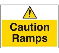 V Safety Caution Ramps Warning Sign - 400mm x 300mm - 1mm Rigid Plastic