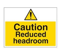 V Safety Caution. Reduced headroom - 600x450mm Self Adhesive Vinyl Safety Sign