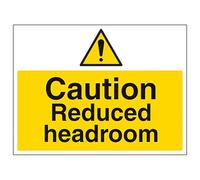 V Safety Caution Reduced Headroom - Large Landscape 400 x 300 mm - Glow In The Dark 1mm Rigid Plastic Safety Sign