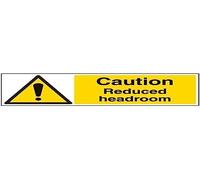 V Safety Caution, Reduced Headroom Warning Sign - 600mm x 200mm - Self Adhesive Vinyl