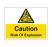 V Safety Caution Risk Of Explosion - Large Landscape 400 x 300 mm - 2mm Rigid Plastic Safety Sign