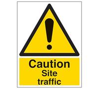 V Safety Caution Site Traffic - Portrait 200 x 300 mm - Glow In The Dark 1mm Rigid Plastic Safety Sign
