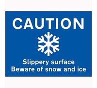V Safety Caution Slippery Surface Beware Of Snow and Ice Sign - 600mm x 450mm - 2mm Rigid Plastic