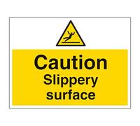 V Safety Caution Slippery Surface - Large Landscape 400 x 300 mm - 2mm Rigid Plastic Safety Sign