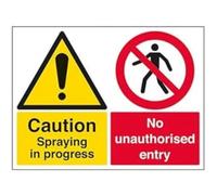 V Safety Caution Spraying In Progress Garage Sign - 400mm x 300mm - Self Adhesive Vinyl