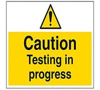 V Safety Caution, Testing In Progress Warning Sign - 400mm x 300mm - 1mm Rigid Plastic