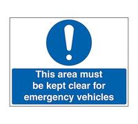 V Safety Caution This Area Must Be Kept Clear For Emergency Vehicles 600 x 450 mm - 3mm Reflective Aluminium Composite Safety Sign
