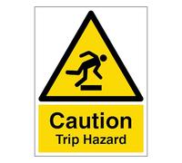 V Safety Caution Trip Hazard - Portrait 300 x 400 mm - Self Adhesive Vinyl Safety Sign