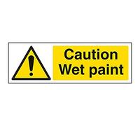 V Safety Caution, Wet Paint Warning Sign - 300mm x 100mm - 1mm Rigid Plastic