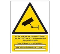 V Safety CCTV - Images Are Being Monitored 300 x 400 mm - Glow In The Dark Self Adhesive Vinyl Safety Sign