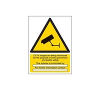 V Safety CCTV Images Are Being Monitored Sign - 150mm x 200mm - 2mm Rigid Plastic