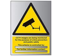 V Safety CCTV Images Are Being Monitored Sign - 300mm x 400mm - 3mm Brushed Alu Comp