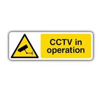V Safety CCTV In Operation - CCTV Camera - Landscape Safety Sign - 450 x 150 mm - Glow In The Dark Self Adhesive Vinyl