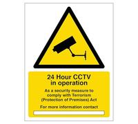 V Safety CCTV in Operation - Comply with Terrorism Act 300 x 400 mm - 3mm Brushed Aluminium Composite
