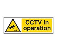 V Safety Cctv In Operation Sign - Landscape - 300mm x 100mm - 2mm Rigid Plastic