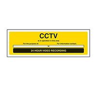 V Safety CCTV, Is In Operation In This Area, 24 Hour Video Recording Sign - 300mm x 100mm - 1mm Rigid Plastic