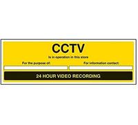 V Safety CCTV, Is In Operation In This Area, 24 Hour Video Recording Sign - 450mm x 150mm - 1mm Rigid Plastic