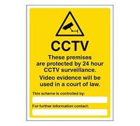 V Safety CCTV These Premises Are Protected By 24 Hour Surveillance - Portrait 150 x 200mm - 1mm Rigid Plastic Safety Sign