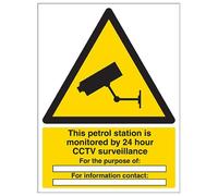 V Safety CCTV This Petrol Station Under 24 Hour CCTV Surveillance Sign - 300mm x 400mm - 1mm Rigid Plastic