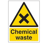V Safety Chemical Waste - Portrait 150 x 200 mm - Glow In The Dark 1mm Rigid Plastic Safety Sign