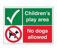 V Safety Childrens Play Area, No Dogs Allowed 400 x 300 mm - 2mm Rigid Plastic Safety Sign