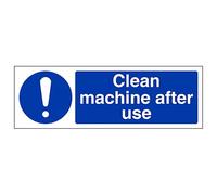 V Safety Clean Machine After Use 300 x 100 mm - Glow In The Dark Self Adhesive Vinyl Safety Sign