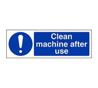 V Safety Clean Machine After Use Sign - 300mm x 100mm - 1mm Rigid Plastic