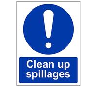 V Safety Clean Up Spillages 150 x 200 mm - Glow In The Dark 1mm Rigid Plastic Safety Sign