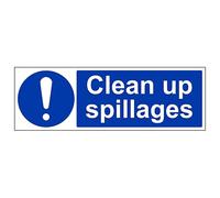 V Safety Clean Up Spillages - Landscape 600 x 200 mm - Glow In The Dark 1mm Rigid Plastic Safety Sign