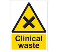 V Safety Clinical waste - 400x600mm Self Adhesive Vinyl Safety Sign