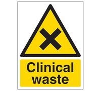 V Safety Clinical Waste - Portrait 200 x 300mm - 2mm Rigid Plastic Safety Sign