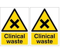 V Safety Clinical Waste Warning Sign - 150mm x 200mm - 1mm Rigid Plastic (Pack of 2)