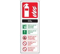 V Safety Co2 Carbon Dioxide Safety Sign Fire Extinguisher - 1mm Rigid Plastic - 100X280mm - 5 Pack