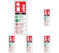 V Safety Co2 Id Fire Extinguisher Sign - Portrait - 75mm x 200mm - 2mm Rigid Plastic (Pack of 5)