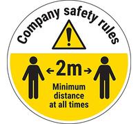 V Safety Company Rules - Keep 2m Distance - 450mm x 450mm - Self Adhesive Floor Sticker, CV005BK-FS
