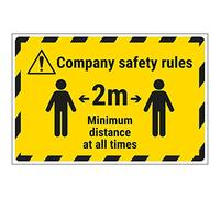 V Safety Company Rules - Keep 2m Distance - 600mm x 400mm - Self Adhesive Floor Sticker