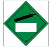 V Safety Compressed Gas 2 UN Substance Numbering Hazard Label 100 x 100 mm - Glow In The Dark 1mm Rigid Plastic Safety Sign