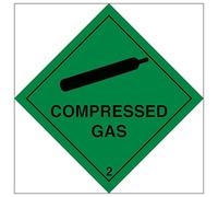 V Safety Compressed Gas 200 x 200 mm - 1mm Rigid Plastic Safety Sign
