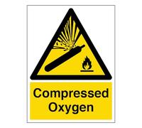 V Safety Compressed Oxygen - Portrait 200 x 300 mm - Self Adhesive Vinyl Safety Sign