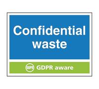 V Safety Confidential Waste GDPR Aware 200 x 150 mm - 1mm Rigid Plastic Safety Sign