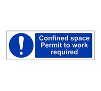 V Safety Confined Space Permit Required Sign - Rigid Plastic - 450X150mm (X3)
