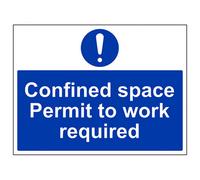 V Safety Confined Space Permit To Work Sign - Adhesive Vinyl - 400X300mm (X3)