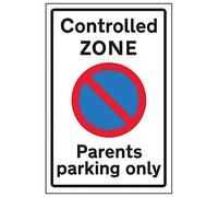 V Safety Controlled Zone/Parents Parking Only Sign - 200mm x 300mm - Rigid Plastic