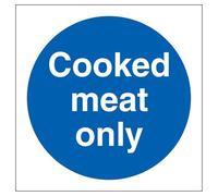V Safety Cooked Meat Only 100 x 100 mm - Self Adhesive Vinyl - Aluminium Effect Safety Sign
