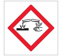 V Safety Corrosive Symbol 100 x 100 mm - Glow In The Dark 1mm Rigid Plastic Safety Sign