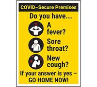 V Safety COVID-Secure - Have A Fever/Go Home - 150mm x 200mm - Self Adhesive Vinyl