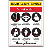 V Safety COVID-Secure Premises - Do Not Work - 150mm x 200mm - 1mm Rigid Plastic