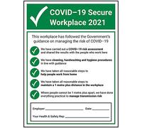 V Safety Covid-Secure Workplace - 300mm X 400mm - Self Adhesive Vinyl