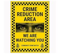V Safety Crime Reduction Area/We Are Watching You/Community Crime Watch 200 x 300 mm - Face Adhesive Window Sticker Safety Sign